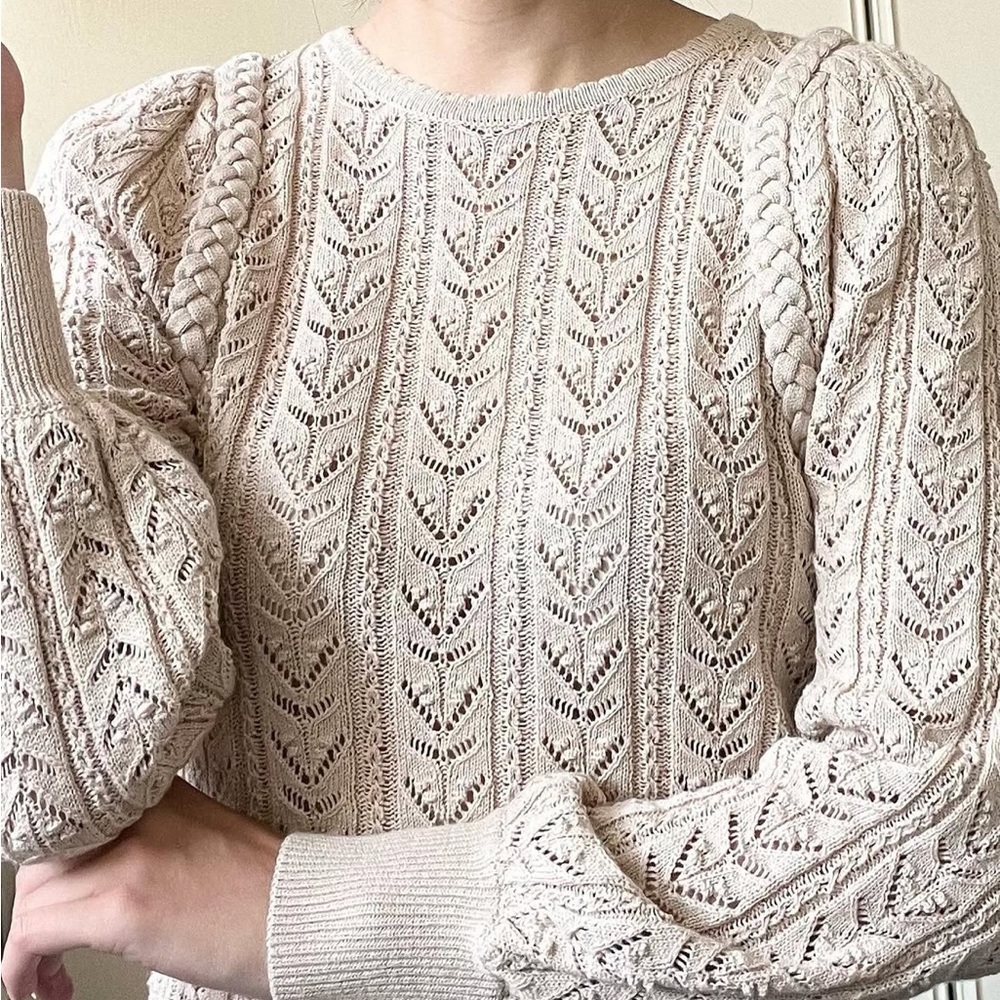 Sezane Maxen Cable Knit Sweater in cream